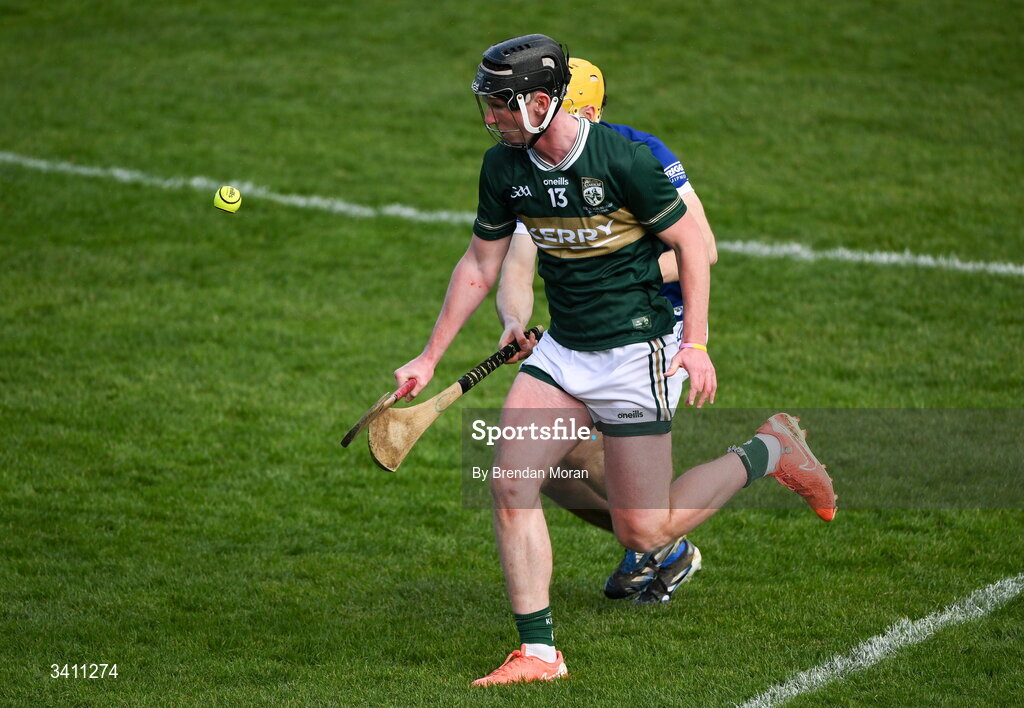 28 March 2026; Liam Óg O’Connor of Kerry during the Allianz Hurling League Division 2 final match between Laois and Kerry at Laois Hire O'Moore Park in Portlaoise, Laois. Photo by Brendan Moran/Sportsfile