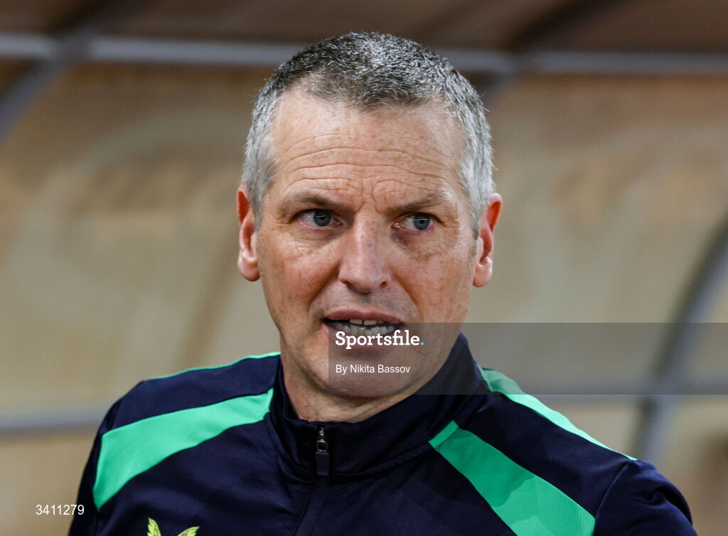 31 March 2026; Republic of Ireland manager Jim Crawford before the UEFA European U21 Championship qualifier match between Kazakhstan and Republic of Ireland at Turkistan Arena in Turkeistan, Kazakhstan. Photo by Nikita Bassov/Sportsfile