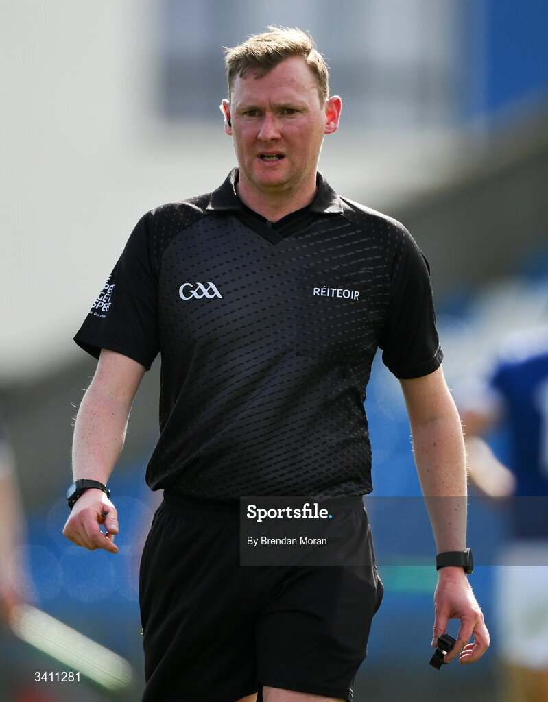 28 March 2026; Referee Niall Malone during the Allianz Hurling League Division 2 final match between Laois and Kerry at Laois Hire O'Moore Park in Portlaoise, Laois. Photo by Brendan Moran/Sportsfile