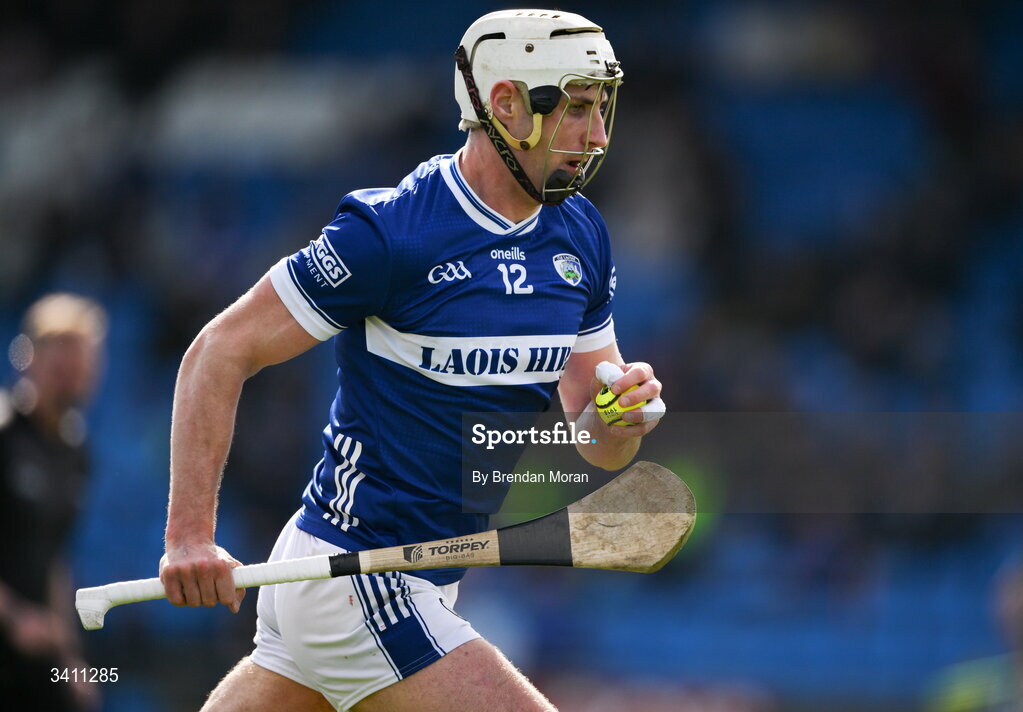 28 March 2026; Ryan Mullaney of Laois during the Allianz Hurling League Division 2 final match between Laois and Kerry at Laois Hire O'Moore Park in Portlaoise, Laois. Photo by Brendan Moran/Sportsfile