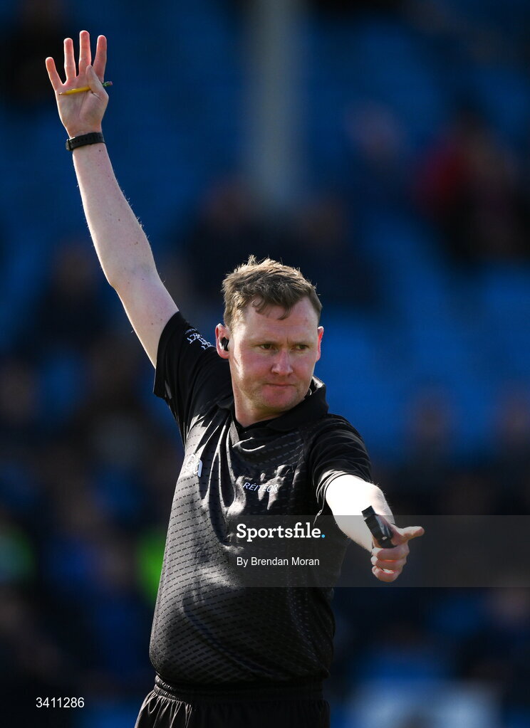 28 March 2026; Referee Niall Malone during the Allianz Hurling League Division 2 final match between Laois and Kerry at Laois Hire O'Moore Park in Portlaoise, Laois. Photo by Brendan Moran/Sportsfile