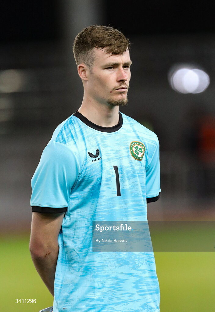 31 March 2026; Noah Jauny of Republic of Ireland before the UEFA European U21 Championship qualifier match between Kazakhstan and Republic of Ireland at Turkistan Arena in Turkeistan, Kazakhstan. Photo by Nikita Bassov/Sportsfile