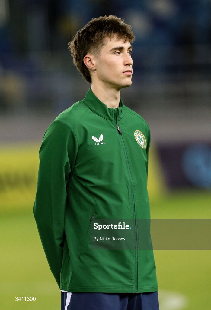 31 March 2026; Cathal McCarthy of Republic of Ireland before the UEFA European U21 Championship qualifier match between Kazakhstan and Republic of Ireland at Turkistan Arena in Turkeistan, Kazakhstan. Photo by Nikita Bassov/Sportsfile