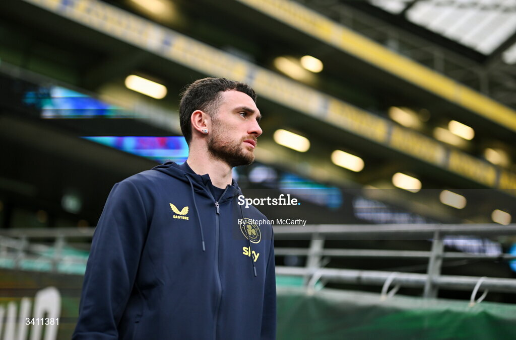 31 March 2026; Troy Parrott of Republic of Ireland walks the pitch before the international friendly match between Republic of Ireland and North Macedonia at Aviva Stadium in Dublin. Photo by Stephen McCarthy/Sportsfile