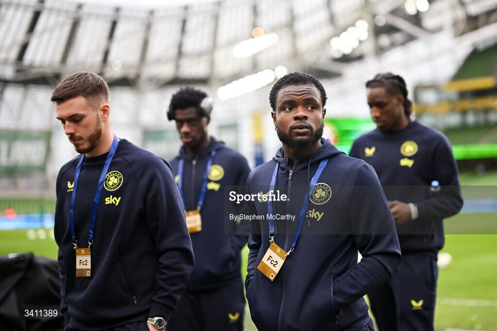 31 March 2026; Millenic Alli of Republic of Ireland walks the pitch before the international friendly match between Republic of Ireland and North Macedonia at Aviva Stadium in Dublin. Photo by Stephen McCarthy/Sportsfile