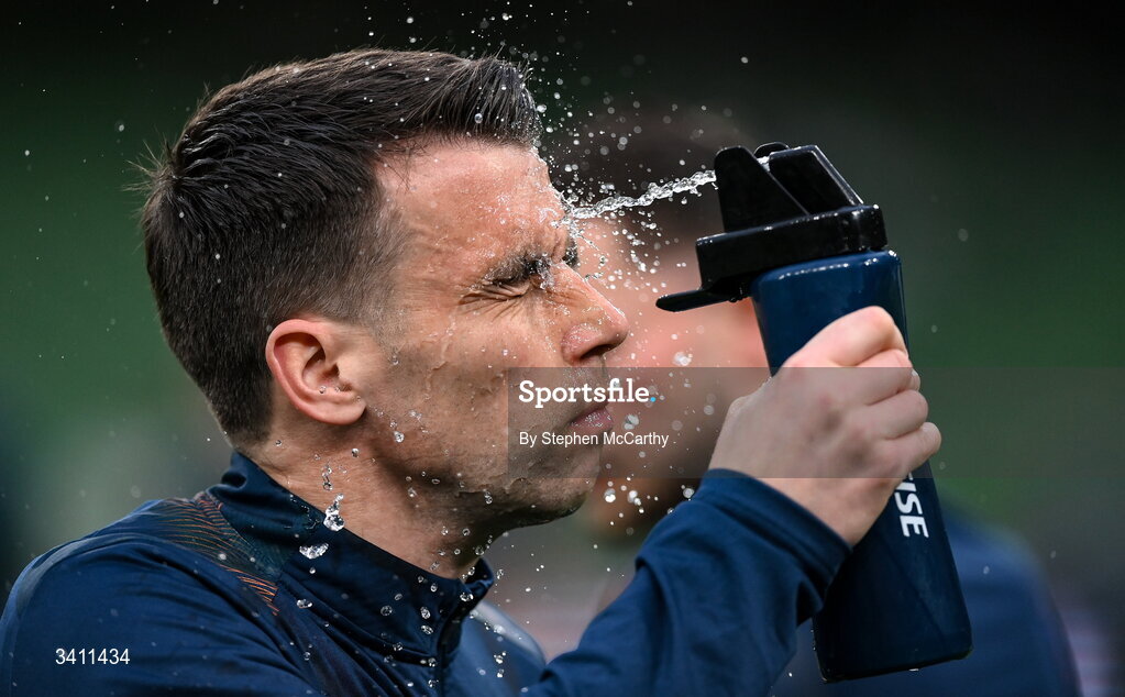 31 March 2026; Seamus Coleman of Republic of Ireland before the international friendly match between Republic of Ireland and North Macedonia at Aviva Stadium in Dublin. Photo by Stephen McCarthy/Sportsfile