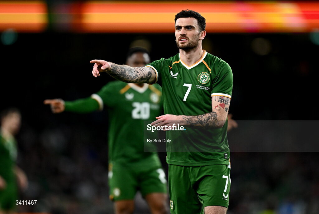 31 March 2026; Troy Parrott of Republic of Ireland during the international friendly match between Republic of Ireland and North Macedonia at the Aviva Stadium in Dublin. Photo by Seb Daly/Sportsfile