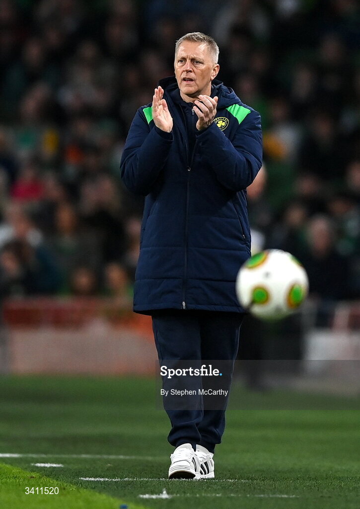31 March 2026; Republic of Ireland head coach Heimir Hallgrimsson during the international friendly match between Republic of Ireland and North Macedonia at Aviva Stadium in Dublin. Photo by Stephen McCarthy/Sportsfile