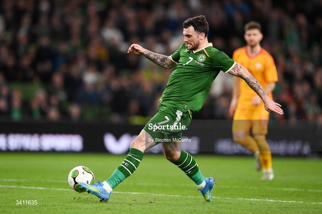 31 March 2026; Troy Parrott of Republic of Ireland during the international friendly match between Republic of Ireland and North Macedonia at Aviva Stadium in Dublin. Photo by Stephen McCarthy/Sportsfile