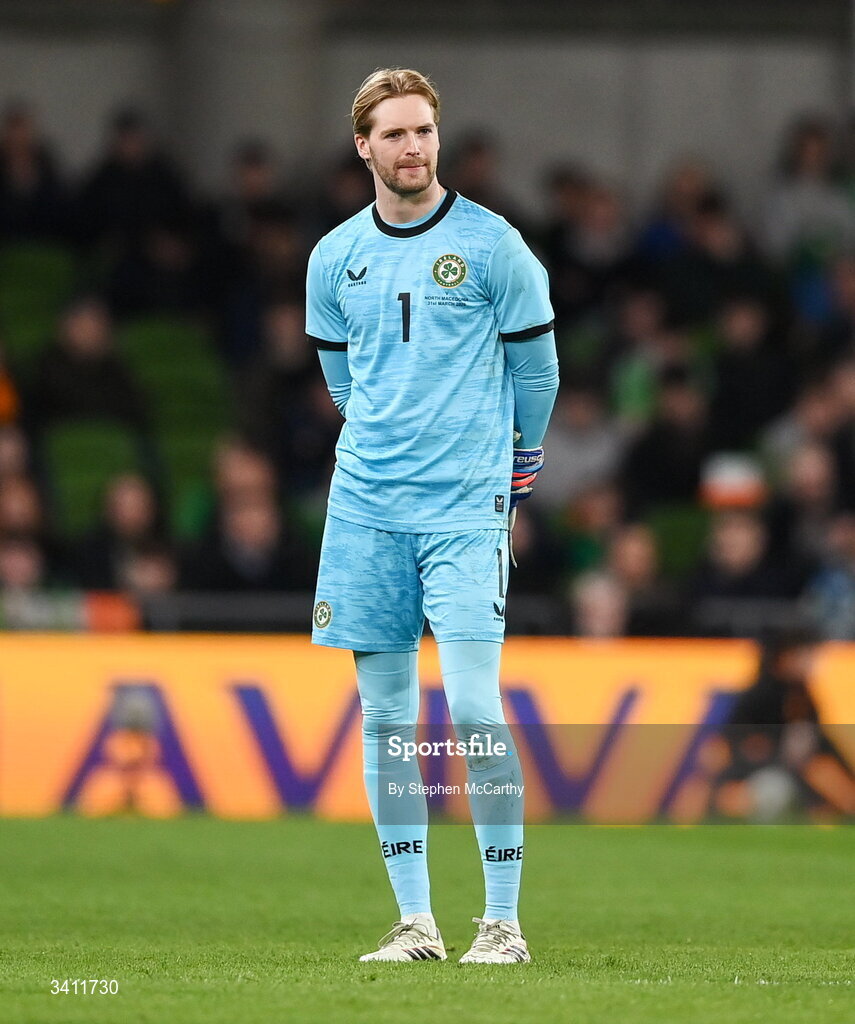 31 March 2026; Republic of Ireland goalkeeper Caoimhin Kelleher during the international friendly match between Republic of Ireland and North Macedonia at Aviva Stadium in Dublin. Photo by Stephen McCarthy/Sportsfile