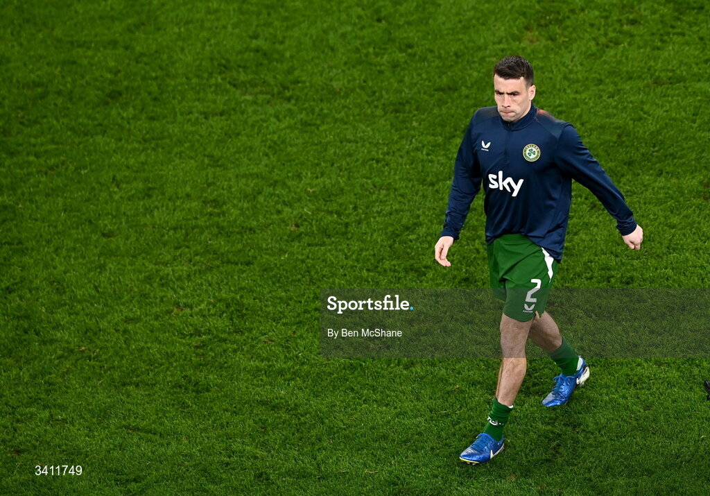 31 March 2026; Seamus Coleman of Republic of Ireland leaves the pitch after the international friendly match between Republic of Ireland and North Macedonia at Aviva Stadium in Dublin. Photo by Ben McShane/Sportsfile