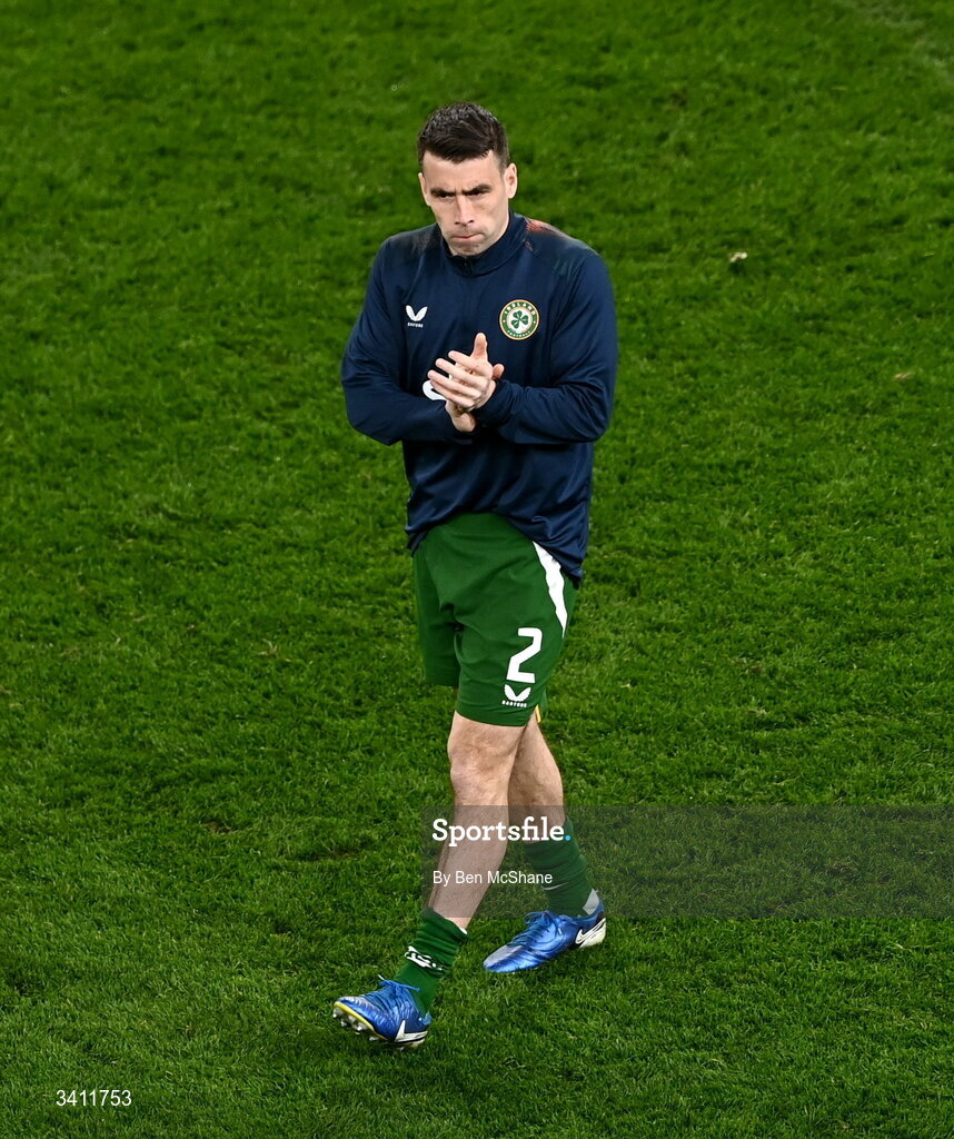 31 March 2026; Seamus Coleman of Republic of Ireland leaves the pitch after the international friendly match between Republic of Ireland and North Macedonia at Aviva Stadium in Dublin. Photo by Ben McShane/Sportsfile