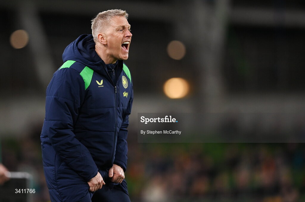 31 March 2026; Republic of Ireland head coach Heimir Hallgrimsson during the international friendly match between Republic of Ireland and North Macedonia at Aviva Stadium in Dublin. Photo by Stephen McCarthy/Sportsfile