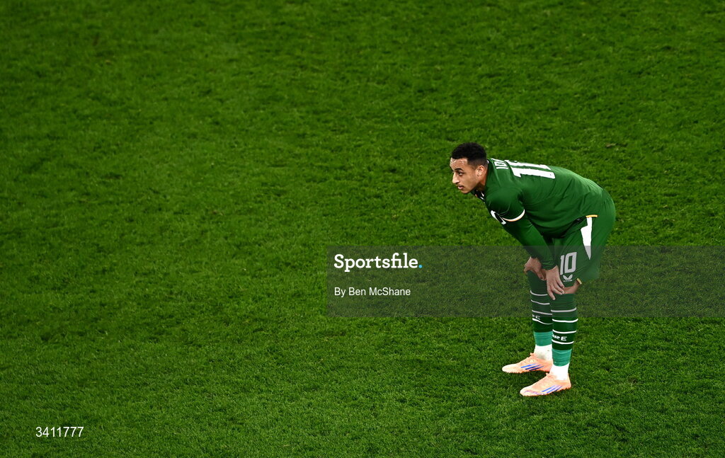 31 March 2026; Adam Idah of Republic of Ireland after the international friendly match between Republic of Ireland and North Macedonia at Aviva Stadium in Dublin. Photo by Ben McShane/Sportsfile