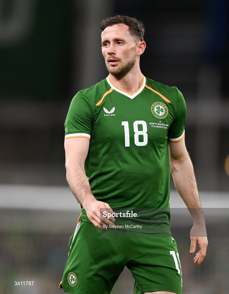31 March 2026; Alan Browne of Republic of Ireland during the international friendly match between Republic of Ireland and North Macedonia at Aviva Stadium in Dublin. Photo by Stephen McCarthy/Sportsfile