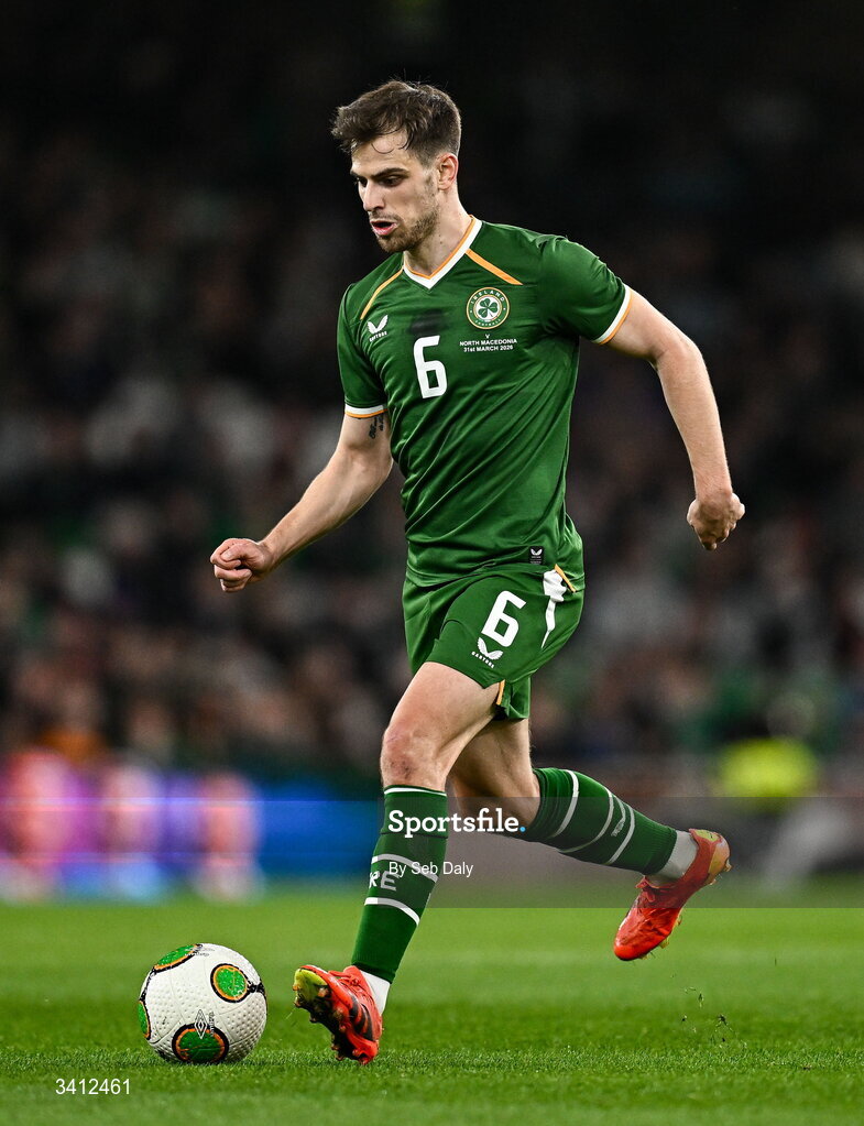 31 March 2026; Jayson Molumby of Republic of Ireland during the international friendly match between Republic of Ireland and North Macedonia at the Aviva Stadium in Dublin. Photo by Seb Daly/Sportsfile