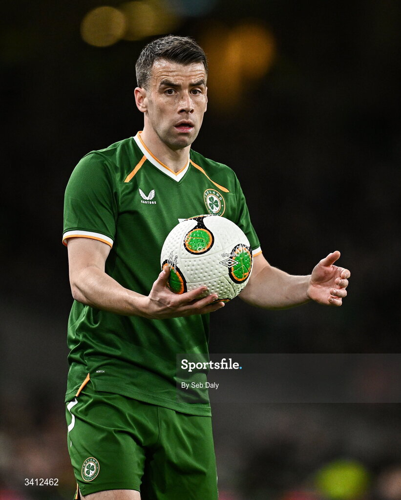 31 March 2026; Seamus Coleman of Republic of Ireland during the international friendly match between Republic of Ireland and North Macedonia at the Aviva Stadium in Dublin. Photo by Seb Daly/Sportsfile