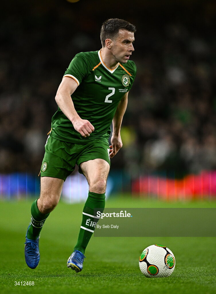 31 March 2026; Seamus Coleman of Republic of Ireland during the international friendly match between Republic of Ireland and North Macedonia at the Aviva Stadium in Dublin. Photo by Seb Daly/Sportsfile