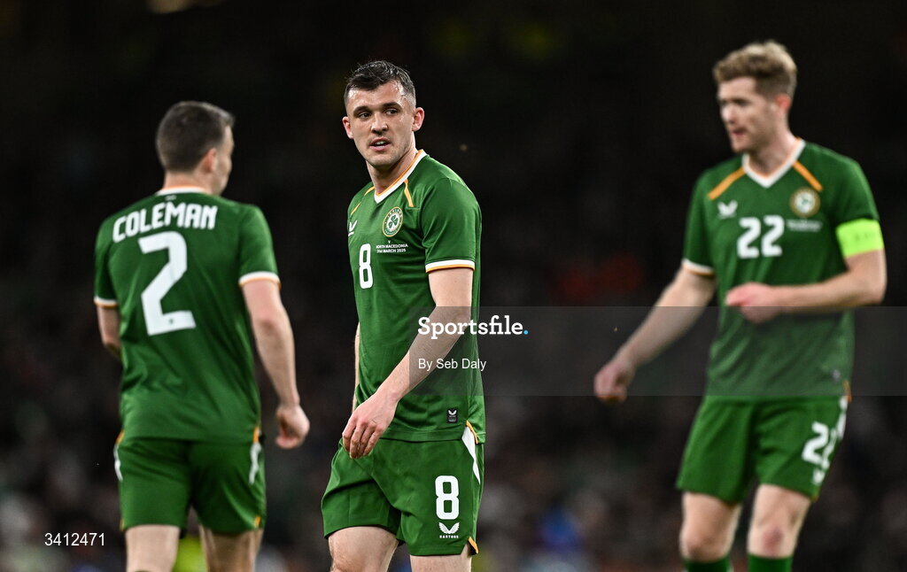 31 March 2026; Jason Knight of Republic of Ireland during the international friendly match between Republic of Ireland and North Macedonia at the Aviva Stadium in Dublin. Photo by Seb Daly/Sportsfile
