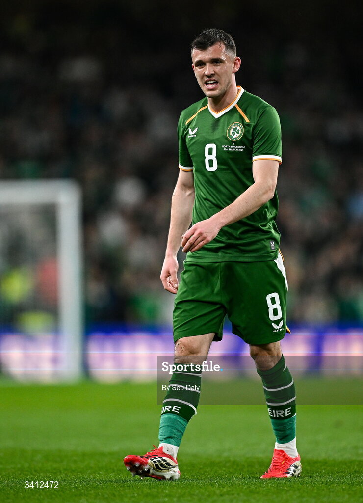 31 March 2026; Jason Knight of Republic of Ireland during the international friendly match between Republic of Ireland and North Macedonia at the Aviva Stadium in Dublin. Photo by Seb Daly/Sportsfile
