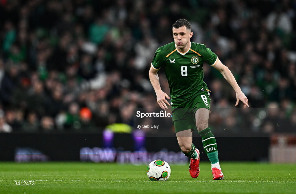 31 March 2026; Jason Knight of Republic of Ireland during the international friendly match between Republic of Ireland and North Macedonia at the Aviva Stadium in Dublin. Photo by Seb Daly/Sportsfile