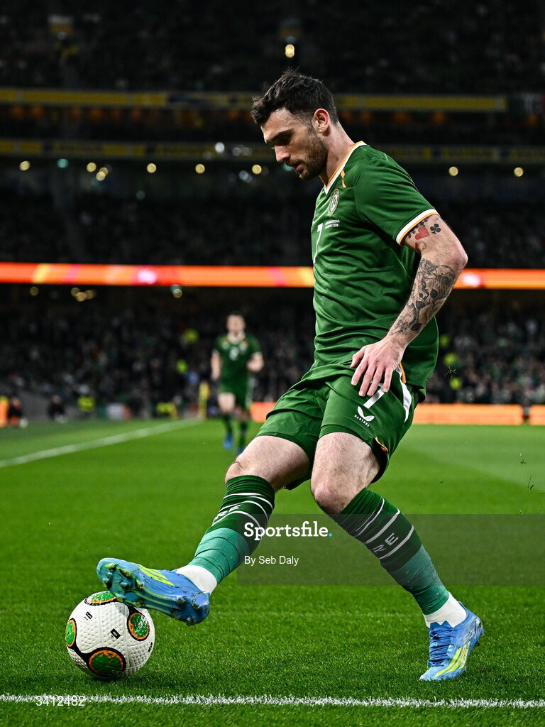 31 March 2026; Troy Parrott of Republic of Ireland during the international friendly match between Republic of Ireland and North Macedonia at the Aviva Stadium in Dublin. Photo by Seb Daly/Sportsfile