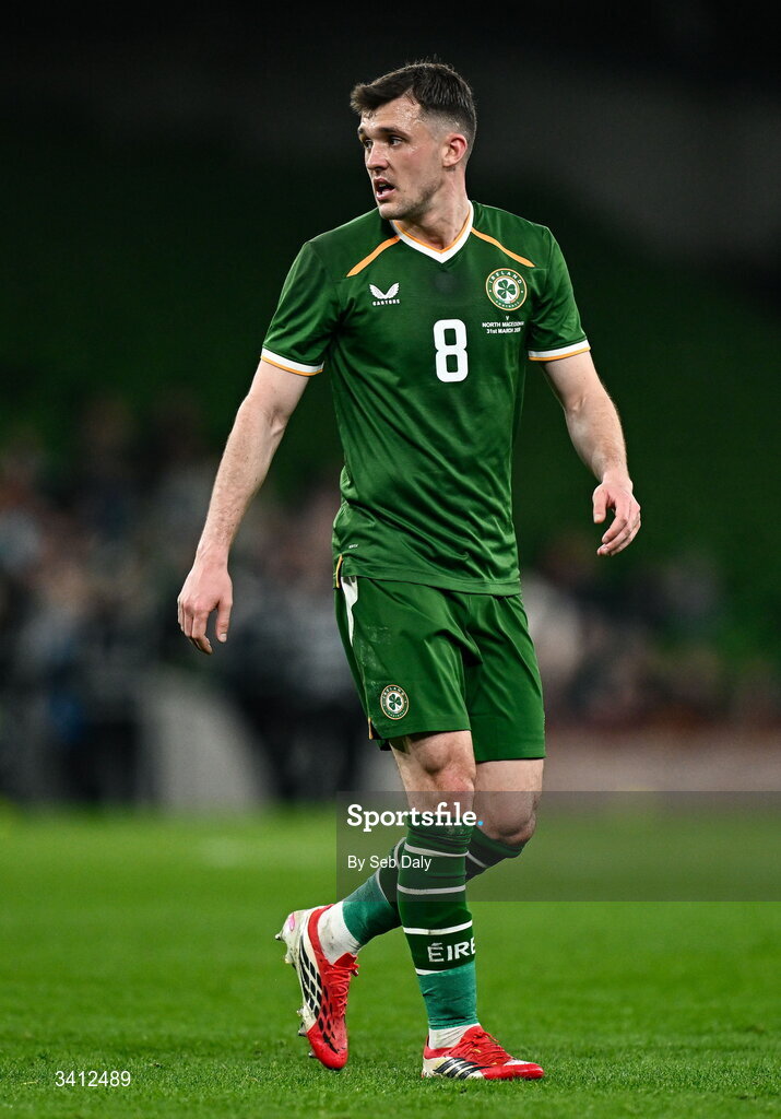 31 March 2026; Jason Knight of Republic of Ireland during the international friendly match between Republic of Ireland and North Macedonia at the Aviva Stadium in Dublin. Photo by Seb Daly/Sportsfile