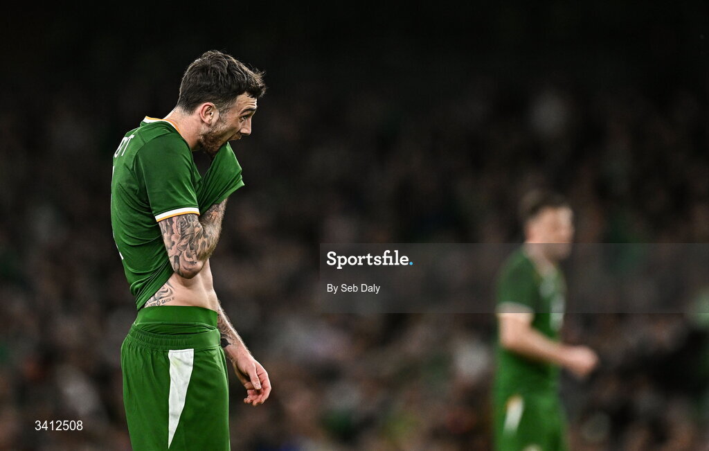 31 March 2026; Troy Parrott of Republic of Ireland during the international friendly match between Republic of Ireland and North Macedonia at the Aviva Stadium in Dublin. Photo by Seb Daly/Sportsfile