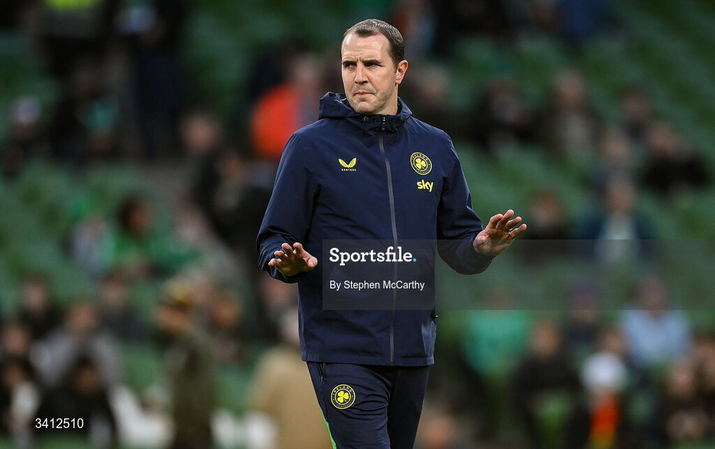 31 March 2026; Republic of Ireland assistant head coach John O'Shea before the international friendly match between Republic of Ireland and North Macedonia at Aviva Stadium in Dublin. Photo by Stephen McCarthy/Sportsfile