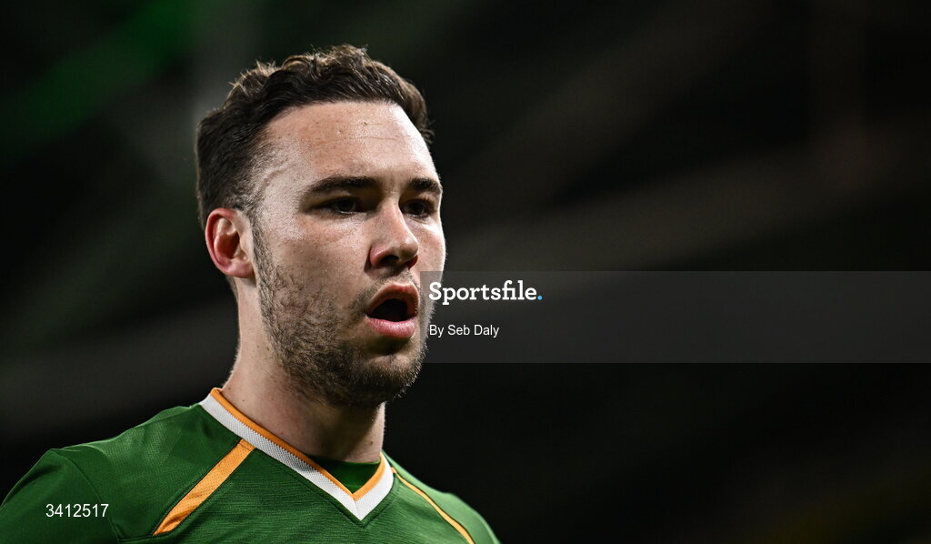 31 March 2026; Harvey Vale of Republic of Ireland during the international friendly match between Republic of Ireland and North Macedonia at the Aviva Stadium in Dublin. Photo by Seb Daly/Sportsfile