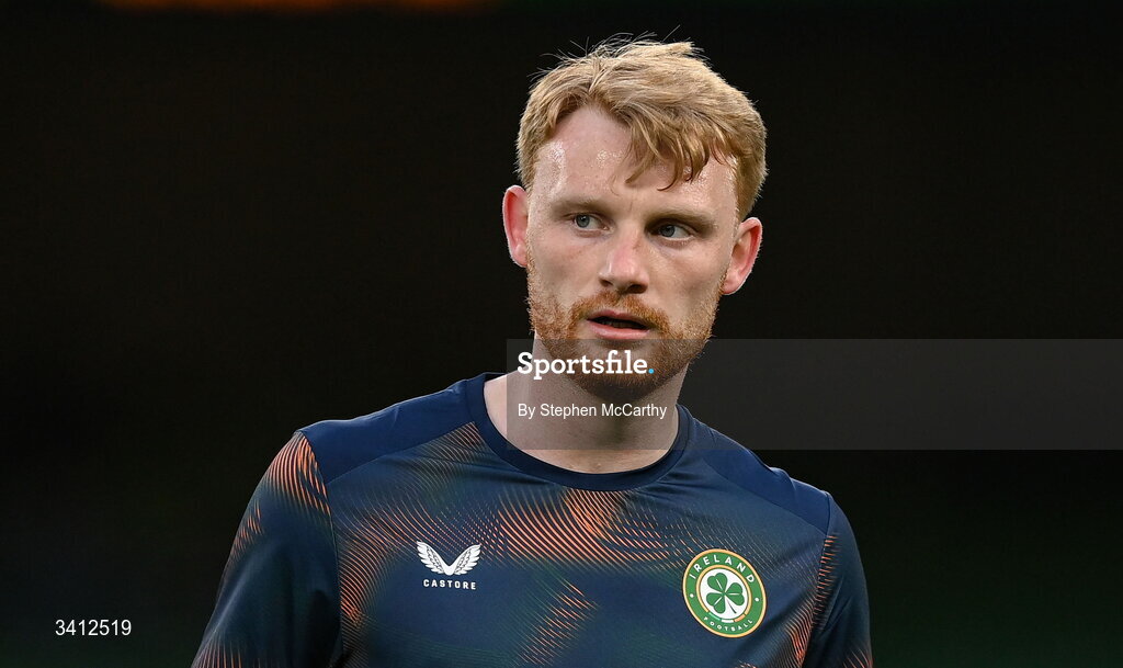 31 March 2026; Liam Scales of Republic of Ireland before the international friendly match between Republic of Ireland and North Macedonia at Aviva Stadium in Dublin. Photo by Stephen McCarthy/Sportsfile