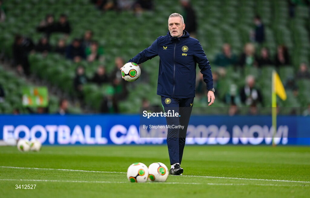 31 March 2026; Republic of Ireland goalkeeping coach Gudmundur Hreidarsson before the international friendly match between Republic of Ireland and North Macedonia at Aviva Stadium in Dublin. Photo by Stephen McCarthy/Sportsfile