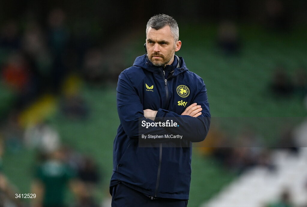31 March 2026; Republic of Ireland physiotherapist Cian McCaffrey before the international friendly match between Republic of Ireland and North Macedonia at Aviva Stadium in Dublin. Photo by Stephen McCarthy/Sportsfile