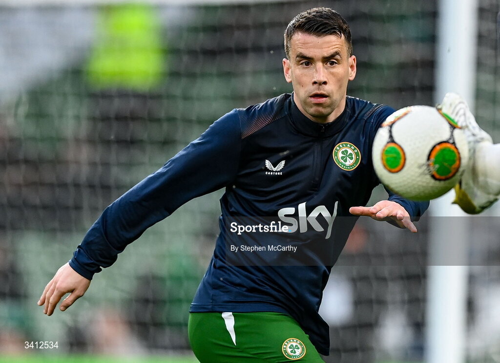 31 March 2026; Seamus Coleman of Republic of Ireland before the international friendly match between Republic of Ireland and North Macedonia at Aviva Stadium in Dublin. Photo by Stephen McCarthy/Sportsfile