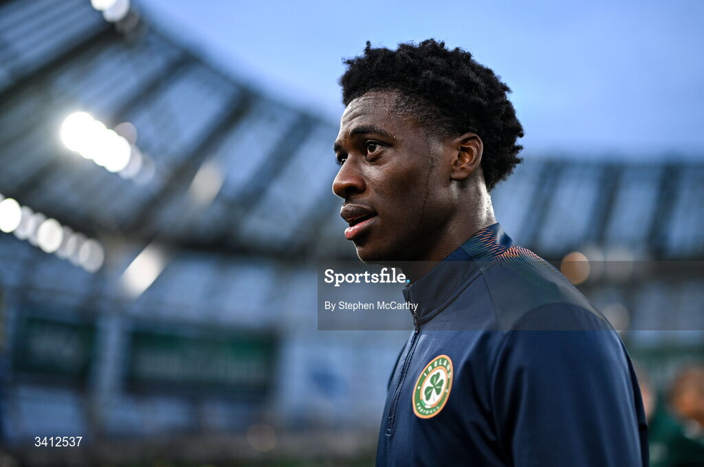 31 March 2026; James Abankwah of Republic of Ireland before the international friendly match between Republic of Ireland and North Macedonia at Aviva Stadium in Dublin. Photo by Stephen McCarthy/Sportsfile