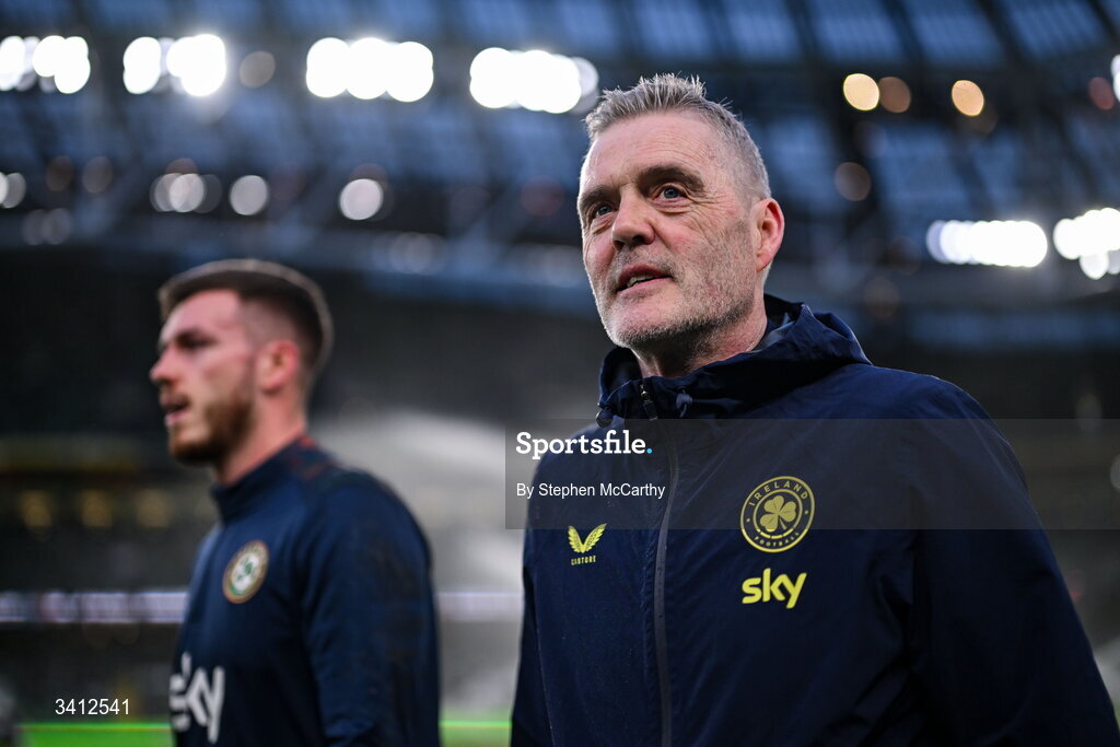 31 March 2026; Republic of Ireland goalkeeping coach Gudmundur Hreidarsson before the international friendly match between Republic of Ireland and North Macedonia at Aviva Stadium in Dublin. Photo by Stephen McCarthy/Sportsfile