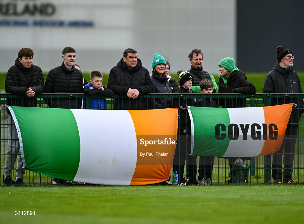 31 March 2026; Republic of Ireland supporters during the Girls U16 international friendly match between Repubic of Ireland and Switzerland at the FAI National Training Centre in Abbotstown, Dublin. Photo by Paul Phelan/Sportsfile