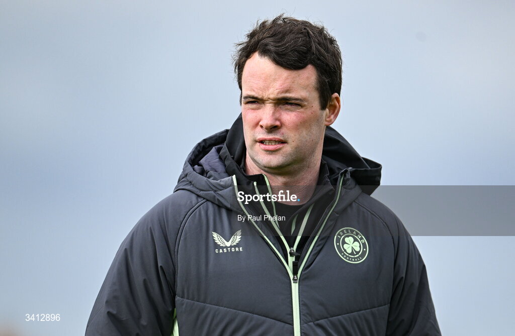 31 March 2026; Republic of Ireland physiotherapist Eoghan O'Sullivan before the Girls U16 international friendly match between Repubic of Ireland and Switzerland at the FAI National Training Centre in Abbotstown, Dublin. Photo by Paul Phelan/Sportsfile