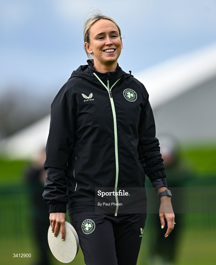 31 March 2026; Republic of Ireland coach Stephanie Zambra before the Girls U16 international friendly match between Repubic of Ireland and Switzerland at the FAI National Training Centre in Abbotstown, Dublin. Photo by Paul Phelan/Sportsfile