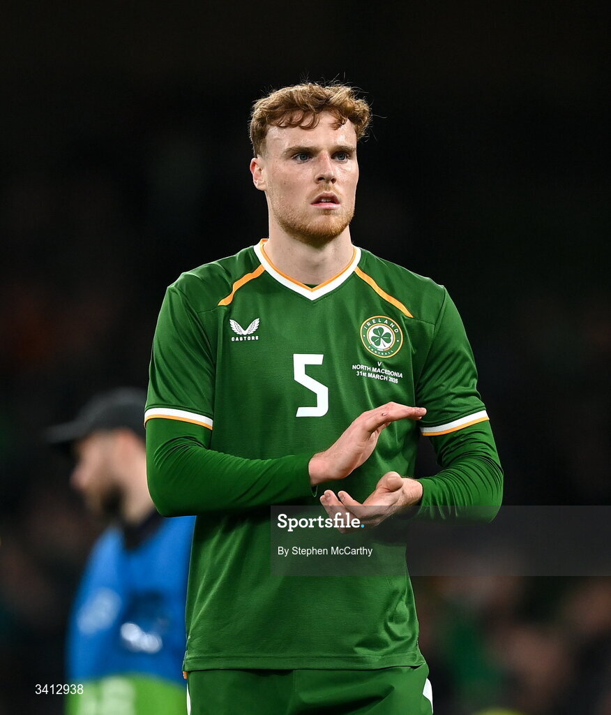 31 March 2026; Jake O'Brien of Republic of Ireland after the international friendly match between Republic of Ireland and North Macedonia at Aviva Stadium in Dublin. Photo by Stephen McCarthy/Sportsfile