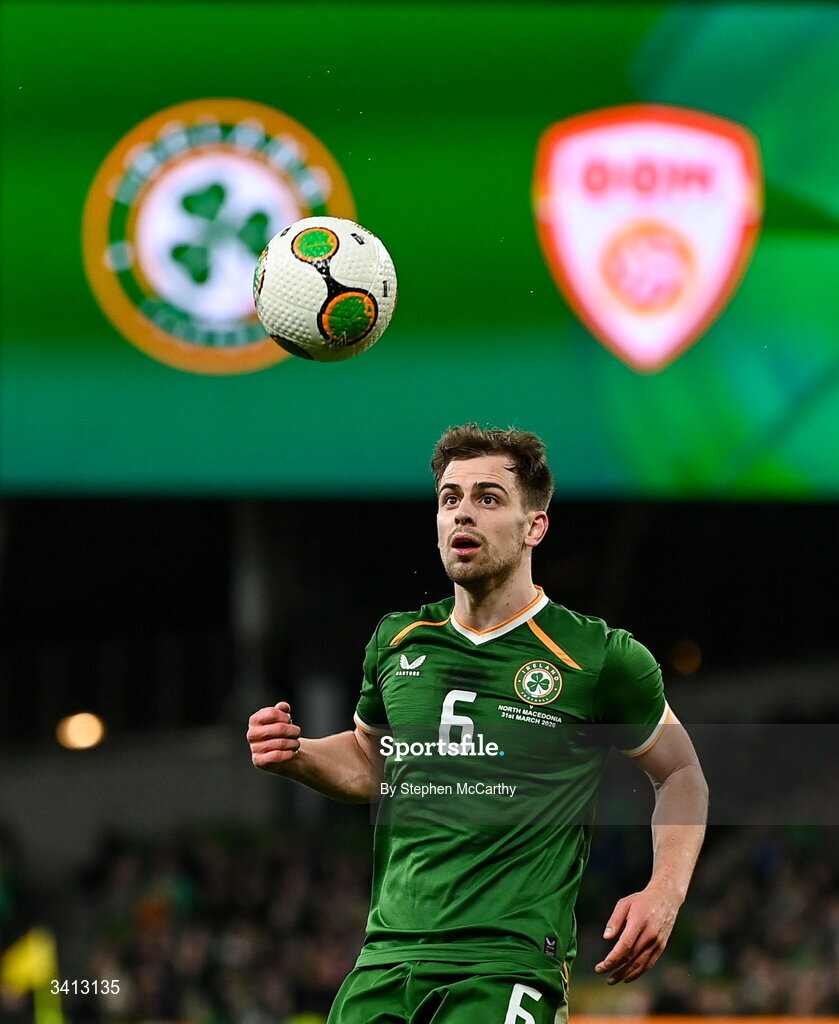 31 March 2026; Jayson Molumby of Republic of Ireland during the international friendly match between Republic of Ireland and North Macedonia at Aviva Stadium in Dublin. Photo by Stephen McCarthy/Sportsfile