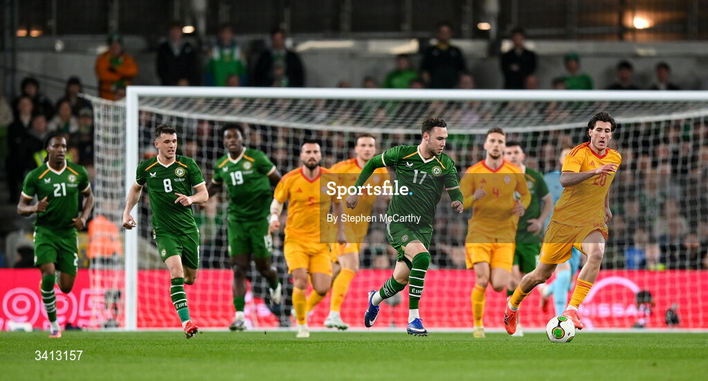 31 March 2026; Harvey Vale of Republic of Ireland during the international friendly match between Republic of Ireland and North Macedonia at Aviva Stadium in Dublin. Photo by Stephen McCarthy/Sportsfile