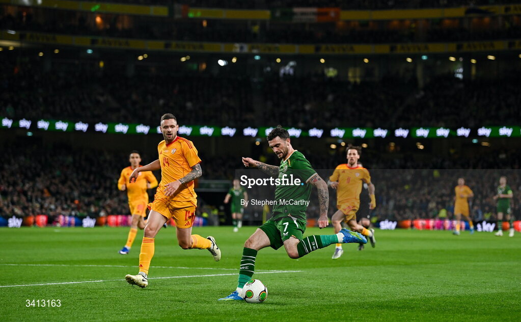 31 March 2026; Troy Parrott of Republic of Ireland during the international friendly match between Republic of Ireland and North Macedonia at Aviva Stadium in Dublin. Photo by Stephen McCarthy/Sportsfile