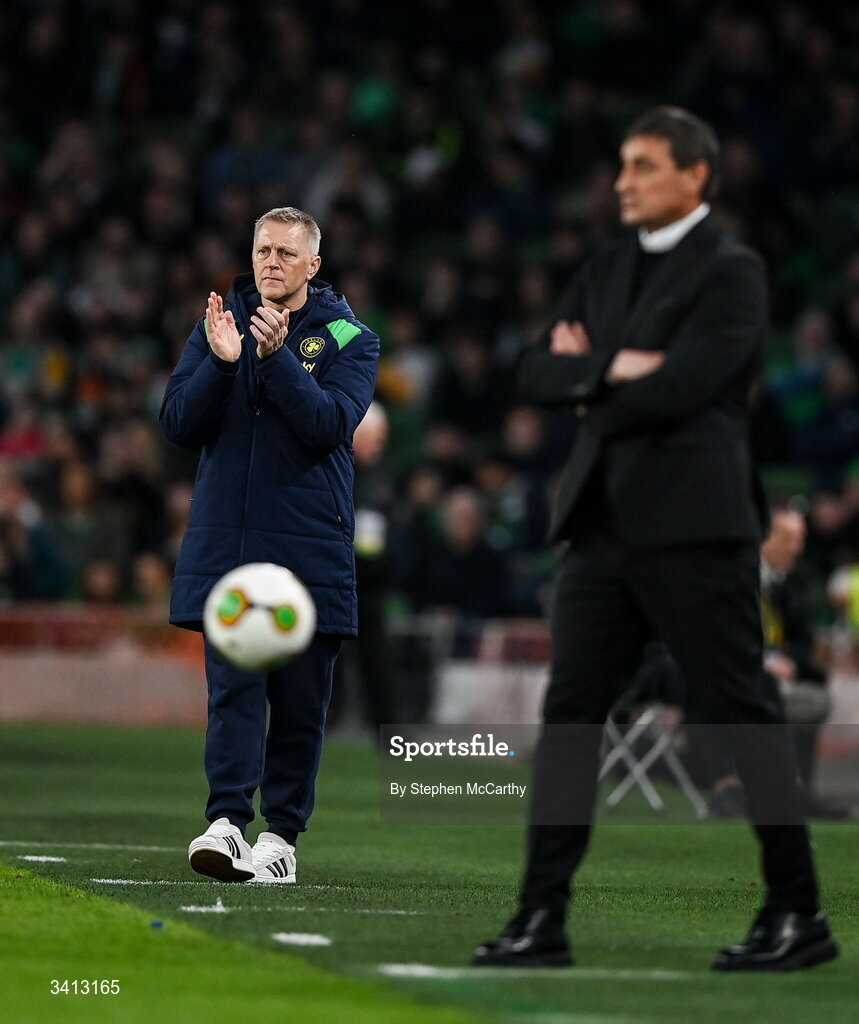 31 March 2026; Republic of Ireland head coach Heimir Hallgrimsson during the international friendly match between Republic of Ireland and North Macedonia at Aviva Stadium in Dublin. Photo by Stephen McCarthy/Sportsfile