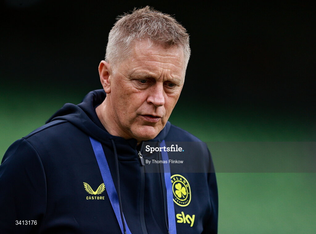 31 March 2026; Republic of Ireland head coach Heimir Hallgrimsson the international friendly match between Republic of Ireland and North Macedonia at Aviva Stadium in Dublin. Photo by Thomas Flinkow/Sportsfile