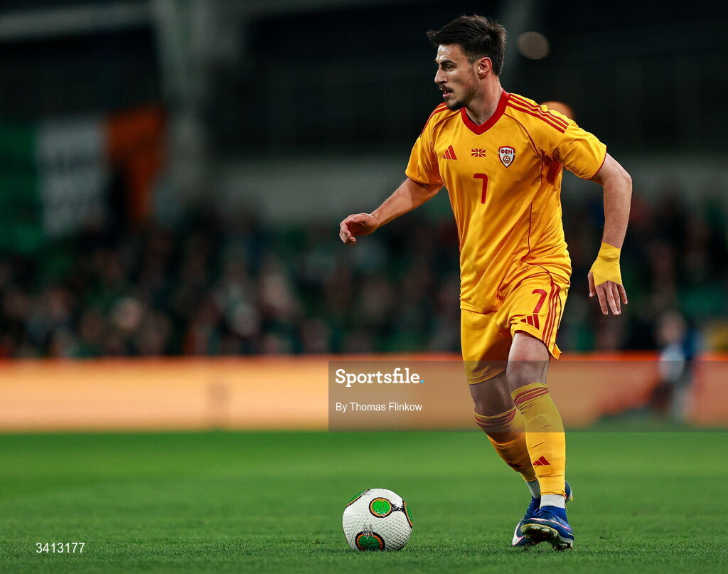 31 March 2026; Eljif Elmas of North Macedonia during the international friendly match between Republic of Ireland and North Macedonia at Aviva Stadium in Dublin. Photo by Thomas Flinkow/Sportsfile