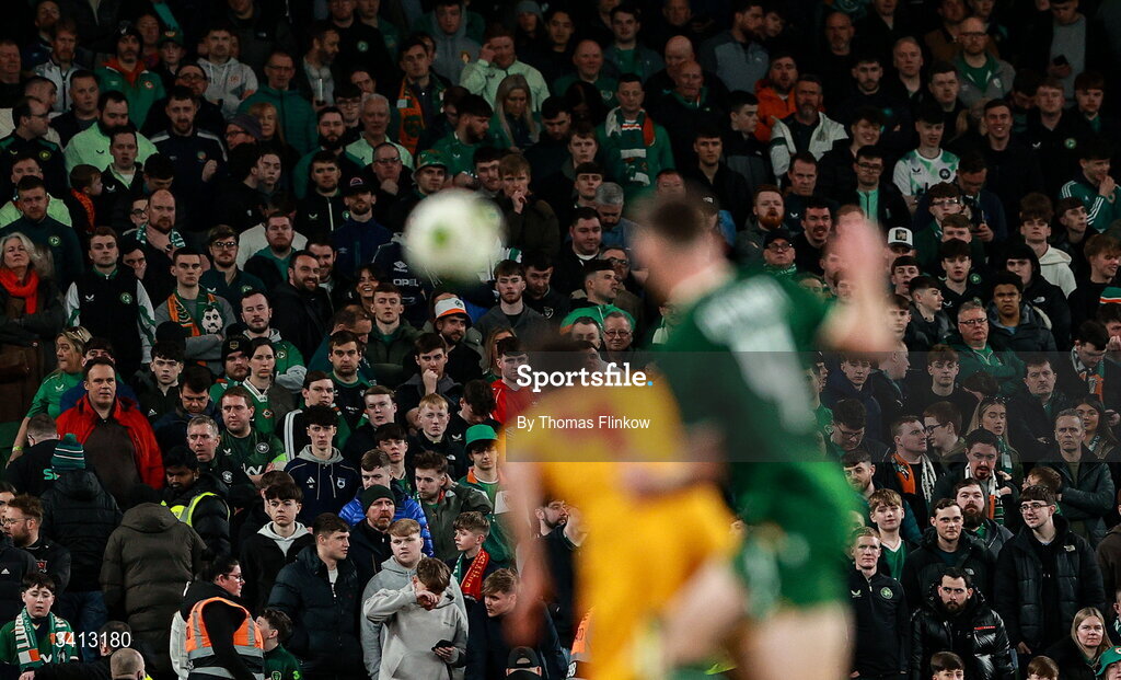 31 March 2026; Spectators during the international friendly match between Republic of Ireland and North Macedonia at Aviva Stadium in Dublin. Photo by Thomas Flinkow/Sportsfile