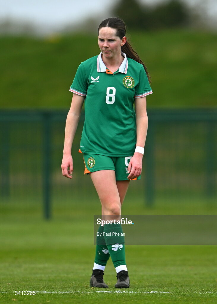 31 March 2026; Ellen Goggin of Republic of Ireland during the Girls U16 international friendly match between Repubic of Ireland and Switzerland at the FAI National Training Centre in Abbotstown, Dublin. Photo by Paul Phelan/Sportsfile