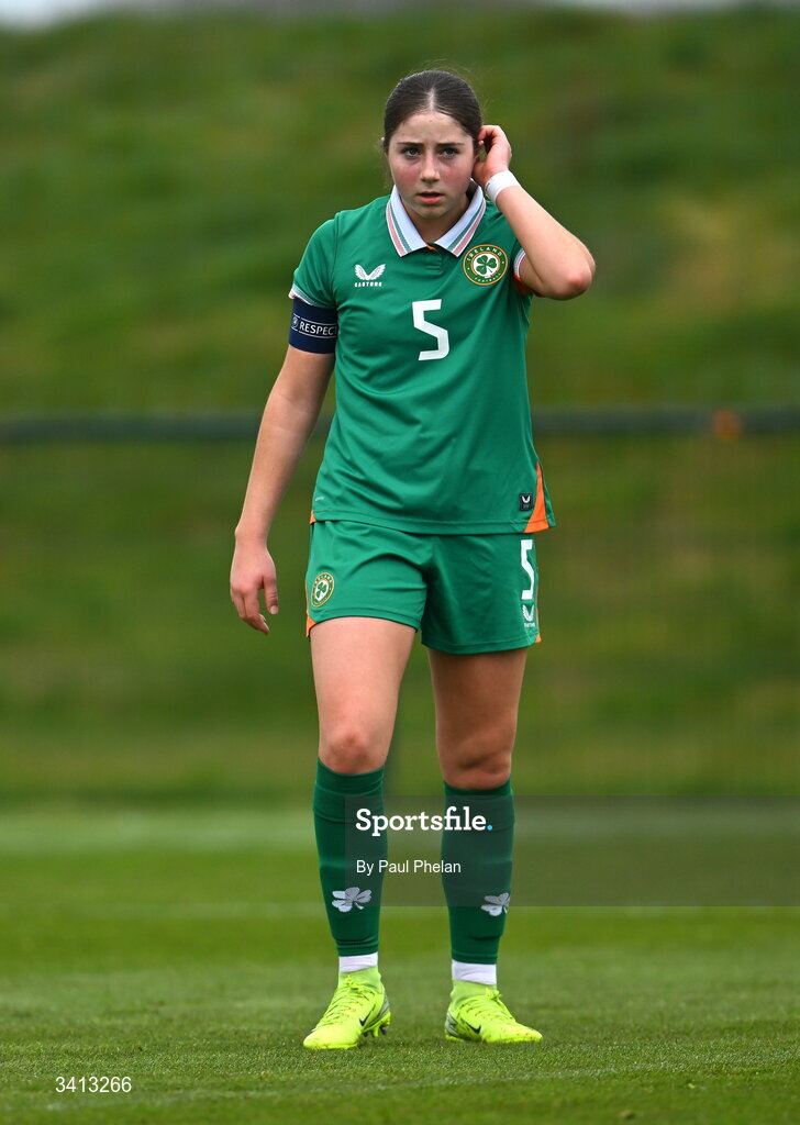 31 March 2026; Lara Dailaghan of Republic of Ireland during the Girls U16 international friendly match between Repubic of Ireland and Switzerland at the FAI National Training Centre in Abbotstown, Dublin. Photo by Paul Phelan/Sportsfile