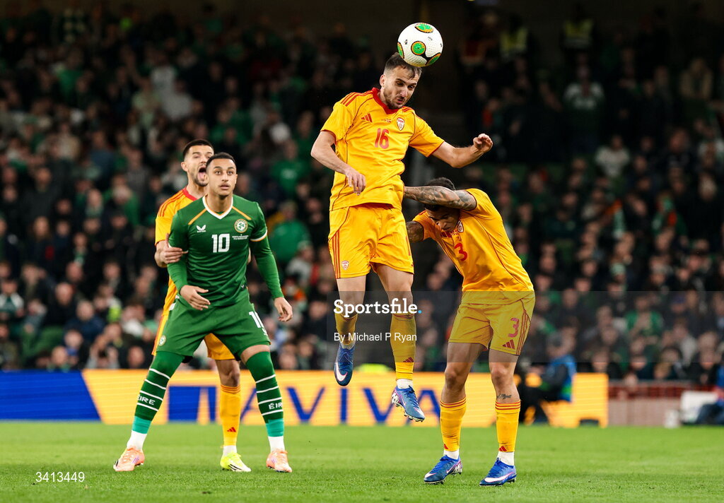 31 March 2026; Boban Nikolov of North Macedonia during the international friendly match between Republic of Ireland and North Macedonia at Aviva Stadium in Dublin. Photo by Michael P Ryan/Sportsfile